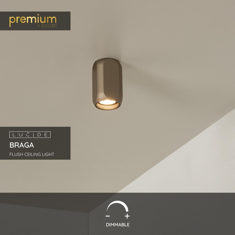 Lucide BRAGA - Zapustené stropné svietidlo - 1xGU10 - Káva